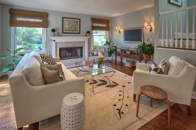 21 Sycamore Hill Rd, Bernardsville Boro, NJ 07924 - living room with wood finished floors and a fireplace