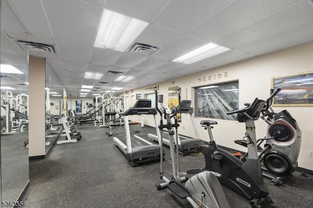 2467 State Route 10, Parsippany-Troy Hills Twp, NJ 07950 - exercise room featuring a paneled ceiling