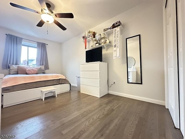43 Kensington Ct, Washington Twp, NJ 07840 - bedroom featuring dark wood-style flooring, baseboards, and a ceiling fan