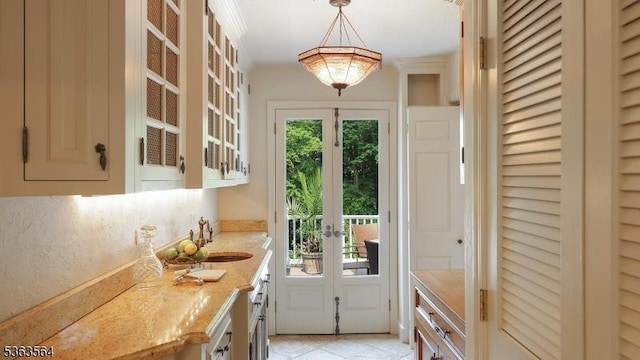 80 Clark Rd, Bernardsville Boro, NJ 07924 - doorway to outside with a sink and french doors