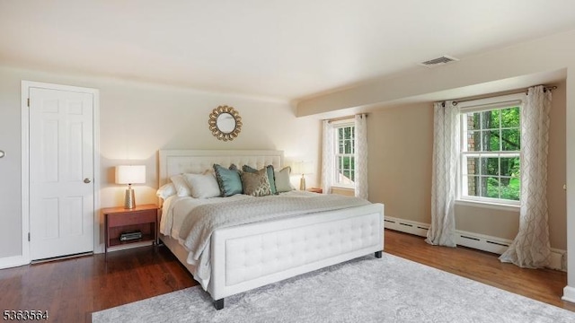 80 Clark Rd, Bernardsville Boro, NJ 07924 - bedroom with wood finished floors, multiple windows, and baseboard heating