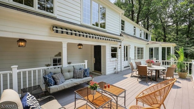 80 Clark Rd, Bernardsville Boro, NJ 07924 - wooden terrace with outdoor dining space and outdoor lounge area