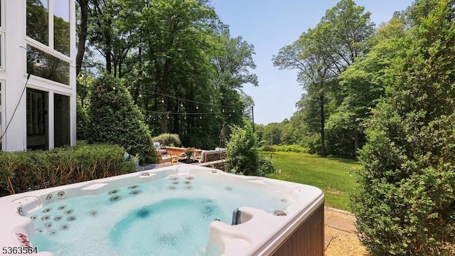 80 Clark Rd, Bernardsville Boro, NJ 07924 - view of grassy yard featuring a hot tub