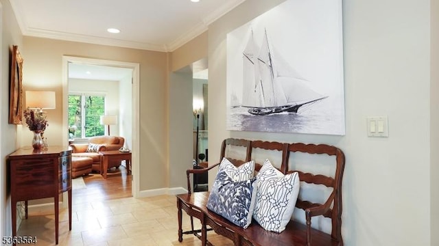 80 Clark Rd, Bernardsville Boro, NJ 07924 - sitting room featuring crown molding and recessed lighting