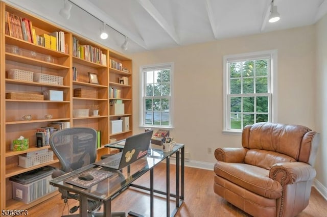 11 Carteret Trl, Bernards Twp, NJ 07920 - office area with rail lighting, wood finished floors, and plenty of natural light