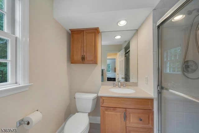 11 Carteret Trl, Bernards Twp, NJ 07920 - full bath with vanity, a tile shower, and recessed lighting
