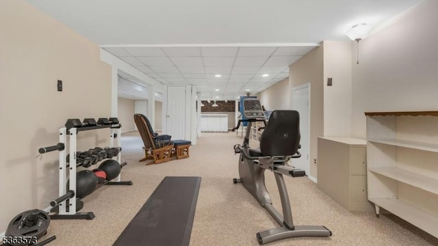 11 Carteret Trl, Bernards Twp, NJ 07920 - workout area with a drop ceiling, carpet, and recessed lighting
