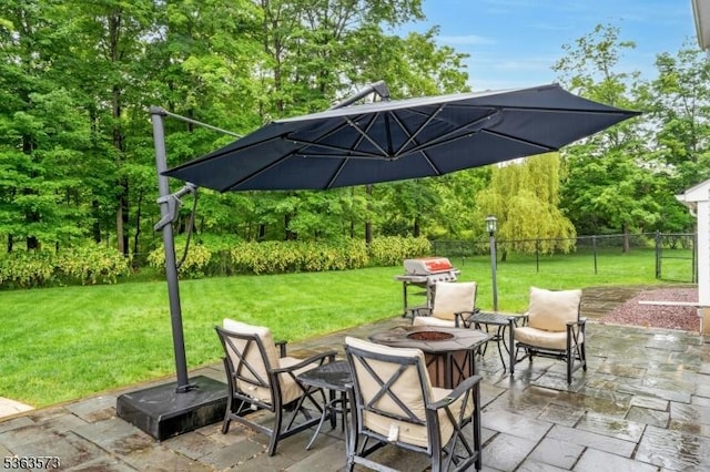 11 Carteret Trl, Bernards Twp, NJ 07920 - view of patio / terrace with an outdoor fire pit and a grill