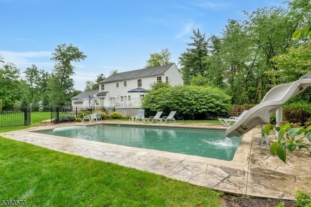 11 Carteret Trl, Bernards Twp, NJ 07920 - view of pool with a water slide and a patio area