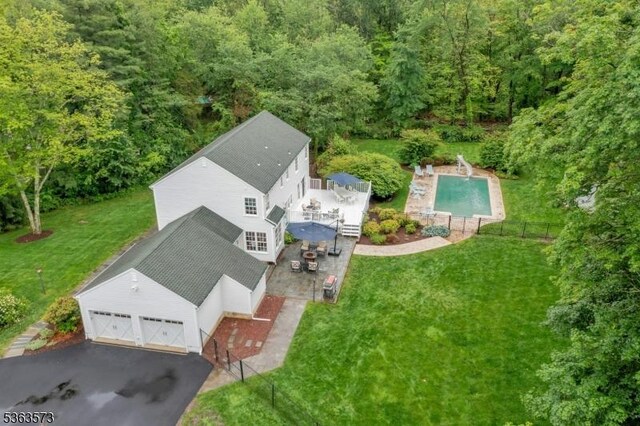 11 Carteret Trl, Bernards Twp, NJ 07920 - view from above of property featuring a forest and a pool area