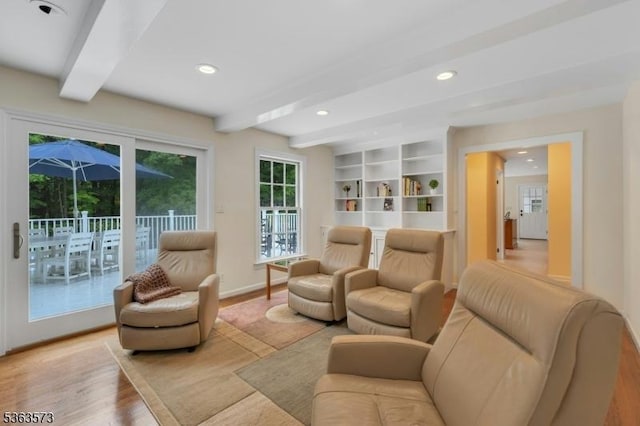 11 Carteret Trl, Bernards Twp, NJ 07920 - living area with beam ceiling, light wood finished floors, and recessed lighting