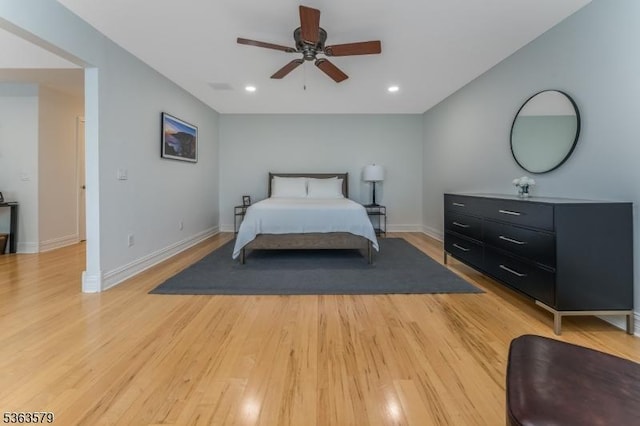 22 La Costa Dr, Clinton Twp, NJ 08801 - bedroom with light wood-style floors, recessed lighting, and ceiling fan