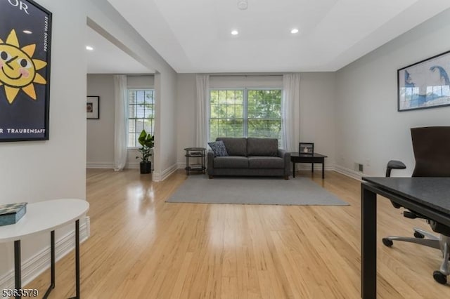 22 La Costa Dr, Clinton Twp, NJ 08801 - home office featuring light wood-style floors and recessed lighting