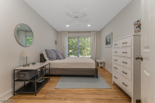 22 La Costa Dr, Clinton Twp, NJ 08801 - bedroom with recessed lighting, light wood-type flooring, and a ceiling fan
