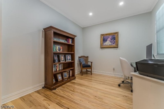 22 La Costa Dr, Clinton Twp, NJ 08801 - office space with light wood-type flooring, recessed lighting, and ornamental molding