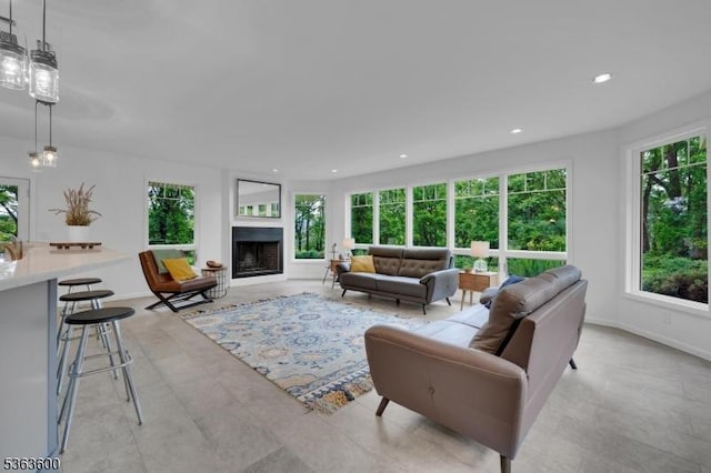 525 Watters Rd, Mansfield Twp, NJ 07840 - living area featuring recessed lighting and a fireplace