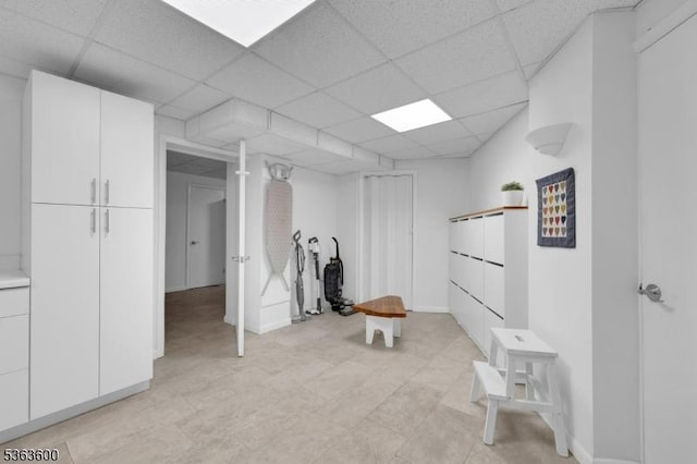 525 Watters Rd, Mansfield Twp, NJ 07840 - below grade area featuring a drop ceiling and baseboards