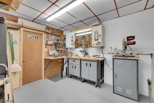 525 Watters Rd, Mansfield Twp, NJ 07840 - below grade area featuring water heater and a workshop area