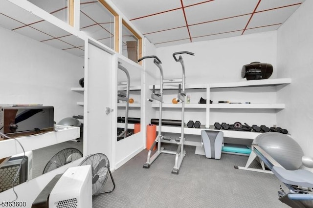 525 Watters Rd, Mansfield Twp, NJ 07840 - workout room featuring a drop ceiling