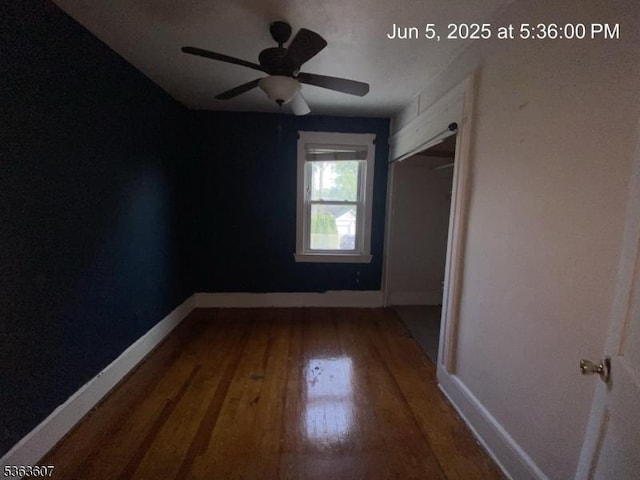 103 W Colfax Ave, Roselle Park Boro, NJ 07204 - unfurnished bedroom featuring hardwood / wood-style floors, baseboards, a closet, and ceiling fan