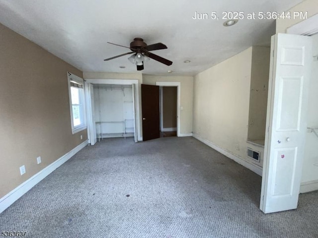 103 W Colfax Ave, Roselle Park Boro, NJ 07204 - unfurnished bedroom with carpet floors, baseboards, a closet, and ceiling fan