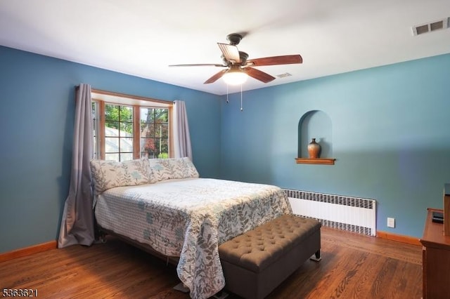 44 Shetland Dr, Clark Twp, NJ 07066 - bedroom featuring radiator, wood finished floors, and a ceiling fan
