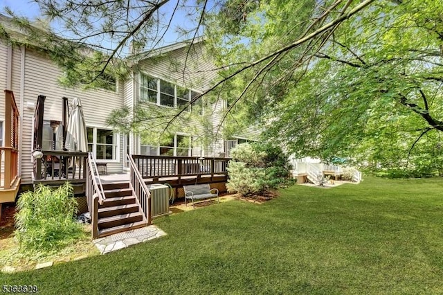22 Flemming Dr, Hillsborough Twp, NJ 08844 - view of green lawn with a deck