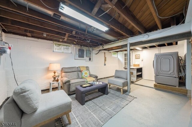 27 Brook Rd, New Providence Boro, NJ 07974 - basement with washer / dryer and electric panel