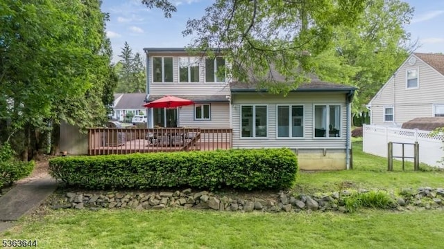 27 Brook Rd, New Providence Boro, NJ 07974 - rear view of property featuring a wooden deck