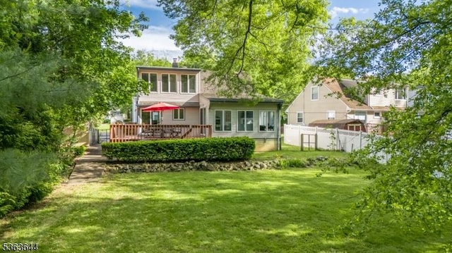 27 Brook Rd, New Providence Boro, NJ 07974 - rear view of property featuring a deck
