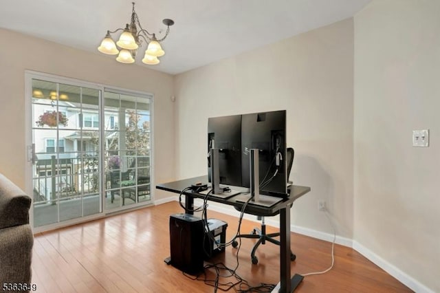 1111 Worthington Ct, Denville Twp, NJ 07834 - office space with a chandelier and wood finished floors