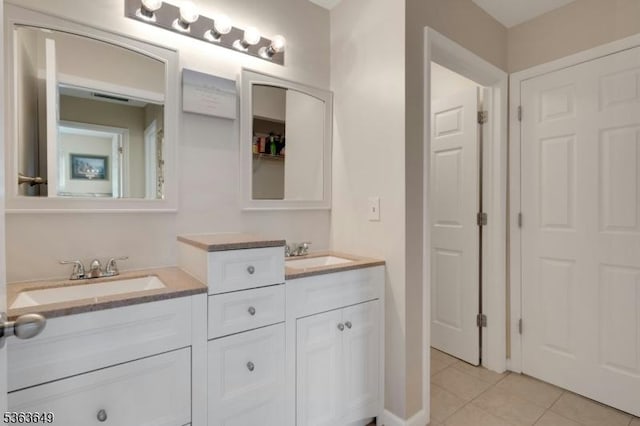 1111 Worthington Ct, Denville Twp, NJ 07834 - full bath with double vanity and tile patterned floors