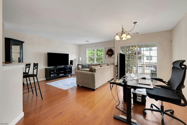 1111 Worthington Ct, Denville Twp, NJ 07834 - office space featuring light wood-style flooring and a chandelier
