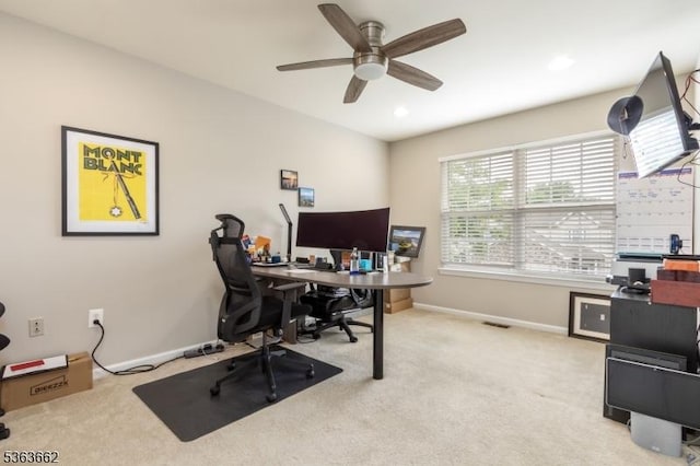 15 Fernwood Ct, Readington Twp, NJ 08889 - office space featuring ceiling fan, carpet, and recessed lighting