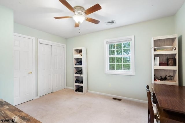 54 Stevens Trl, Hopatcong Boro, NJ 07843 - home office with a ceiling fan, baseboards, and carpet flooring