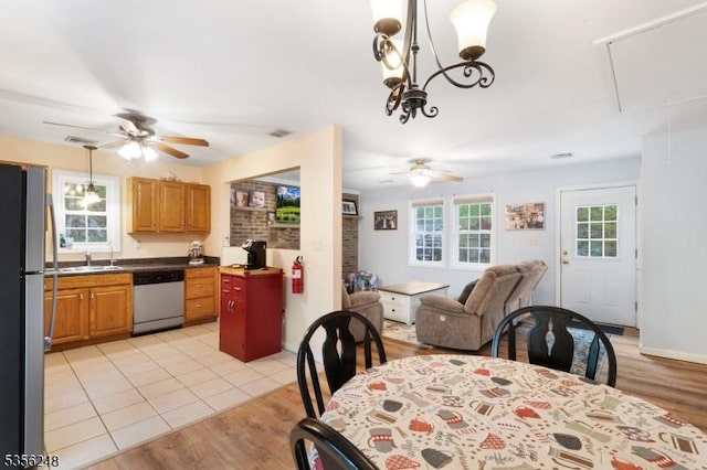 54 Stevens Trl, Hopatcong Boro, NJ 07843 - dining space with attic access, ceiling fan, and light wood-style floors
