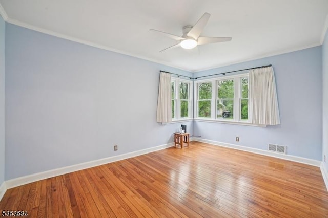 135 Weston Ave, Chatham Boro, NJ 07928 - spare room with crown molding, hardwood / wood-style floors, and a ceiling fan