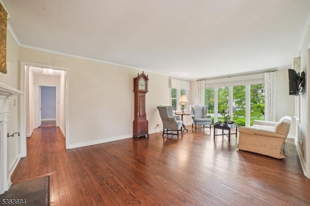 135 Weston Ave, Chatham Boro, NJ 07928 - sitting room featuring wood-type flooring, healthy amount of natural light, and crown molding