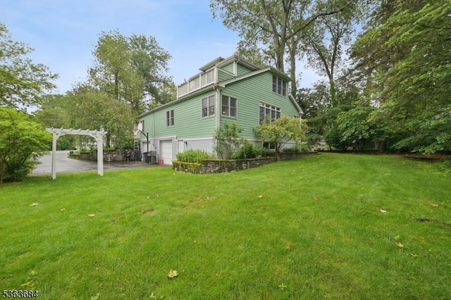 135 Weston Ave, Chatham Boro, NJ 07928 - view of property exterior featuring a pergola, an attached garage, and a yard
