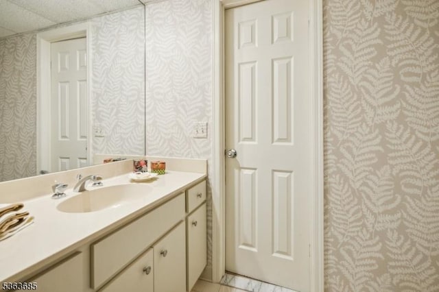 48 Dexter Dr N, Bernards Twp, NJ 07920 - full bathroom featuring wallpapered walls and vanity