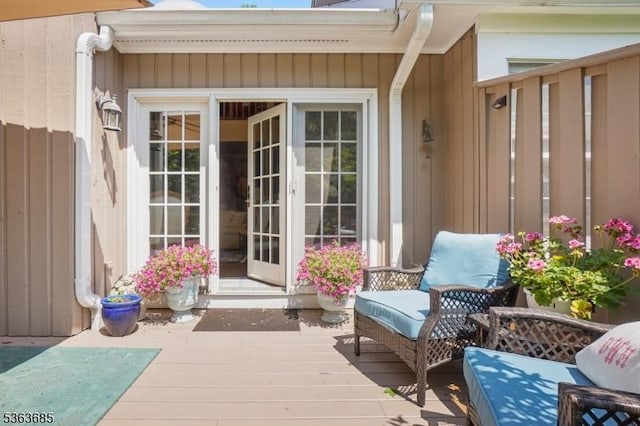 48 Dexter Dr N, Bernards Twp, NJ 07920 - view of exterior entry with a wooden deck and french doors
