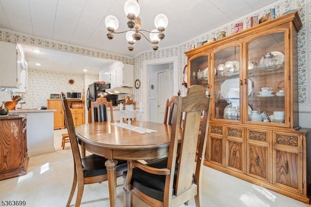 6 Penn Ave, Andover Twp, NJ 07860 - dining space featuring wallpapered walls and a chandelier