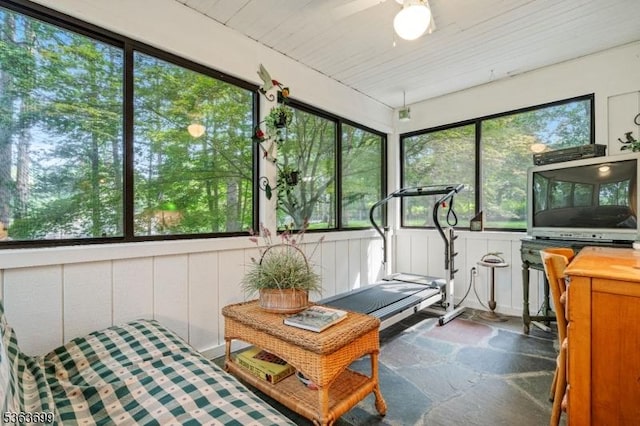 6 Penn Ave, Andover Twp, NJ 07860 - sunroom with a ceiling fan