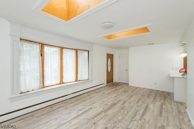 65 Beechwood Ave, Parsippany-Troy Hills Twp, NJ 07034 - empty room featuring attic access, a baseboard radiator, and wood finished floors