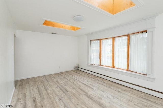 65 Beechwood Ave, Parsippany-Troy Hills Twp, NJ 07034 - empty room featuring attic access, a baseboard heating unit, and wood finished floors