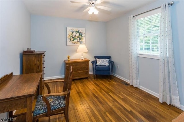 130 Lake Iliff Rd, Andover Twp, NJ 07860 - home office featuring ceiling fan and wood-type flooring