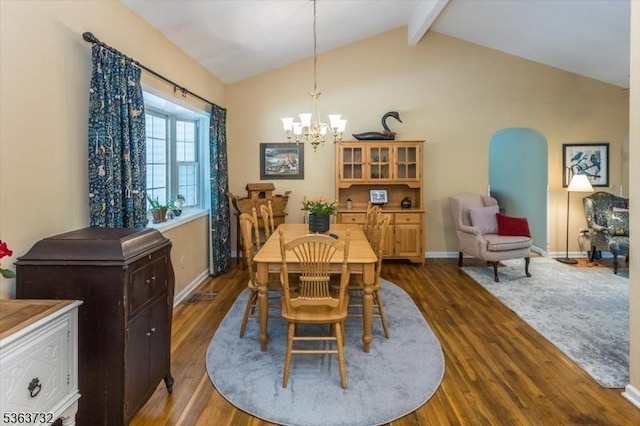 130 Lake Iliff Rd, Andover Twp, NJ 07860 - dining room with a chandelier, dark wood-style floors, and arched walkways