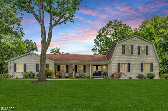 750 Saint Georges Rd, Bridgewater Twp, NJ 08807 - colonial inspired home featuring a lawn, a gambrel roof, a chimney, and a porch