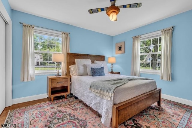 750 Saint Georges Rd, Bridgewater Twp, NJ 08807 - bedroom with ceiling fan and wood finished floors