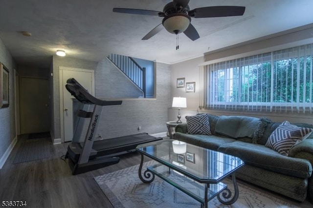 127 Walnut Ave, Franklin Twp, NJ 08873 - living room with wood finished floors and ceiling fan